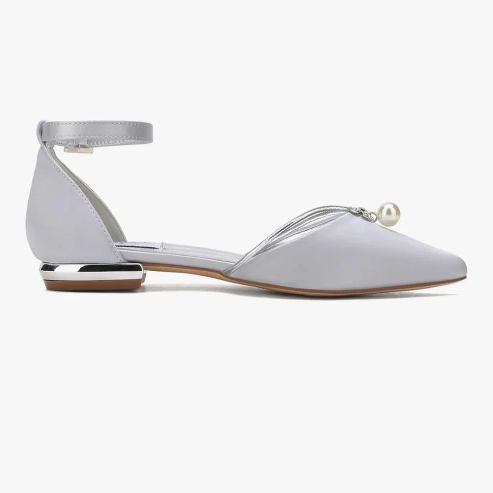 Elegant Silver Women's Ankle Strap Shoes - Picture 3 of 5